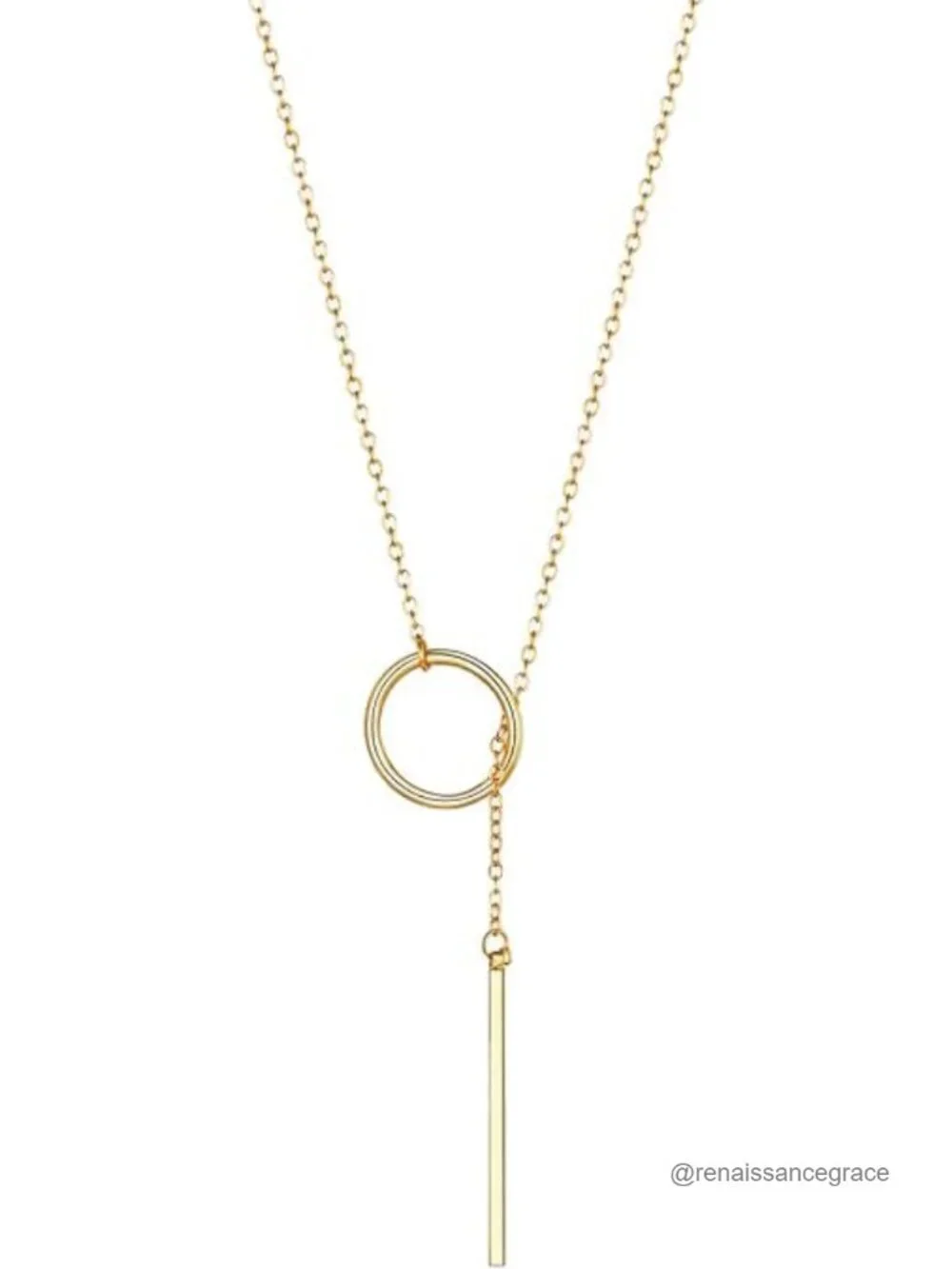 14K Gold Plated Lariat Y-Necklace Long Bar Pendant Necklace